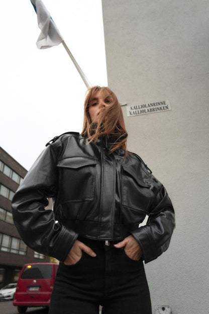 CherryBoo | HIGH-POCKET LEATHER JACKET