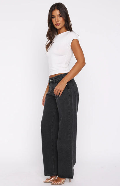 CherryBoo | BLACK WIDE-LEG JEANS