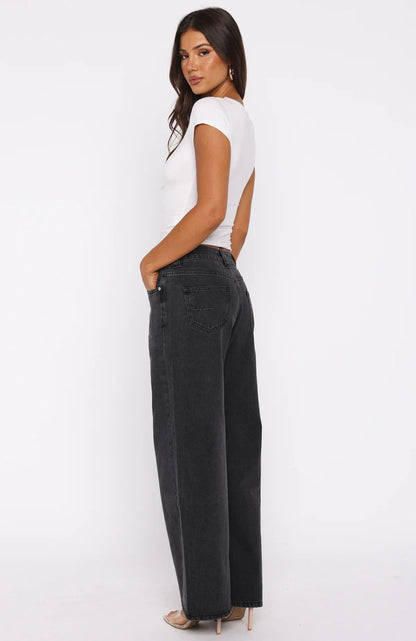 CherryBoo | BLACK WIDE-LEG JEANS